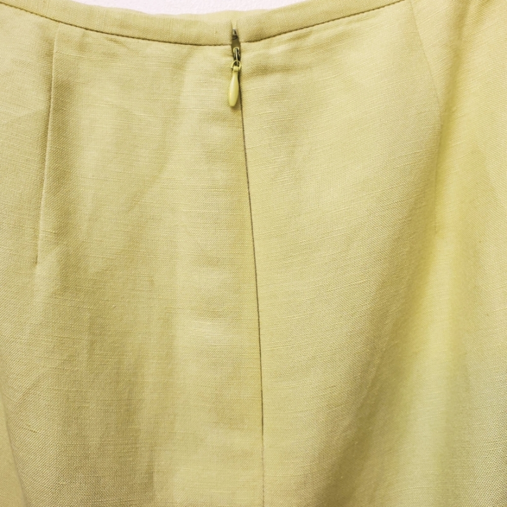 Calvin Klein Light Charteuse Green Linen Blend Pencil Skirt Size 12 Minimalist - Picture 4 of 7
